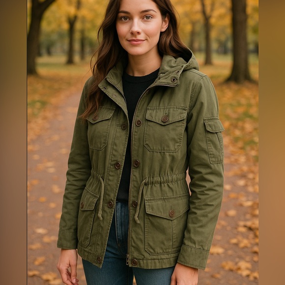 J. Crew Jackets & Blazers - J. Crew Olive Green Utility‎ Field Jacket Downtown Perfect Lightweight Jacket